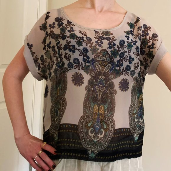 Xhilaration Gray Paisley Tee - Picture 4 of 5